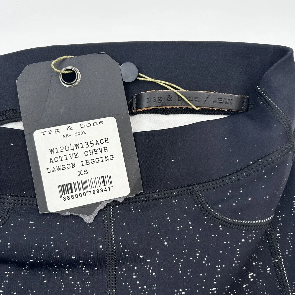 Rag & Bone Active Lawson Chevron Leggings Cropped Ankle Zip Size XS Black White - Picture 2 of 9